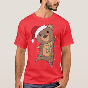 Camiseta Oso Alegres Navidades Lámparas de hadas Animales D