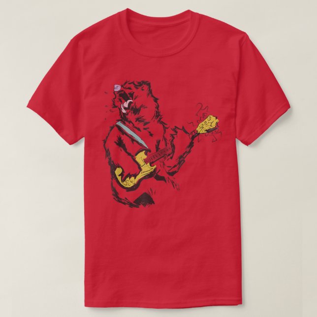 Camiseta Oso amante de la guitarra tocando bajo guitarrista (Diseño del anverso)