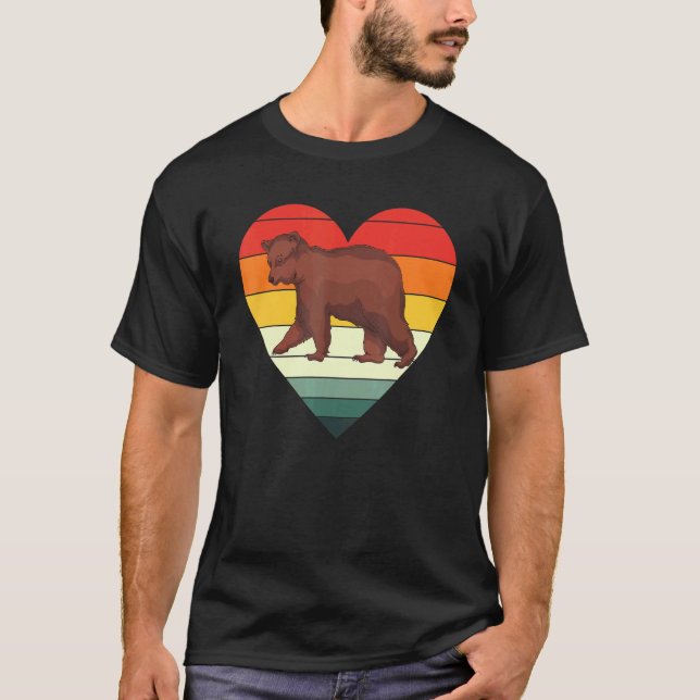 Camiseta Oso Animal Retro de corazón de oso marrón animal f (Anverso)