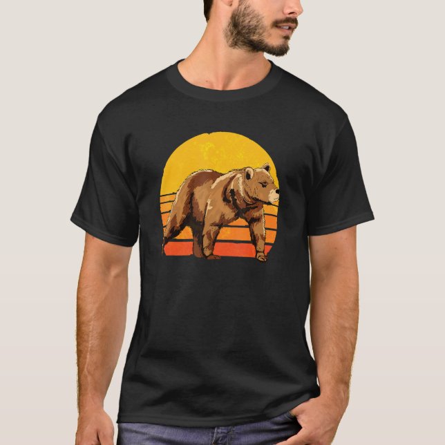 Camiseta Oso animal salvaje de oso grizzly retro 1 (Anverso)