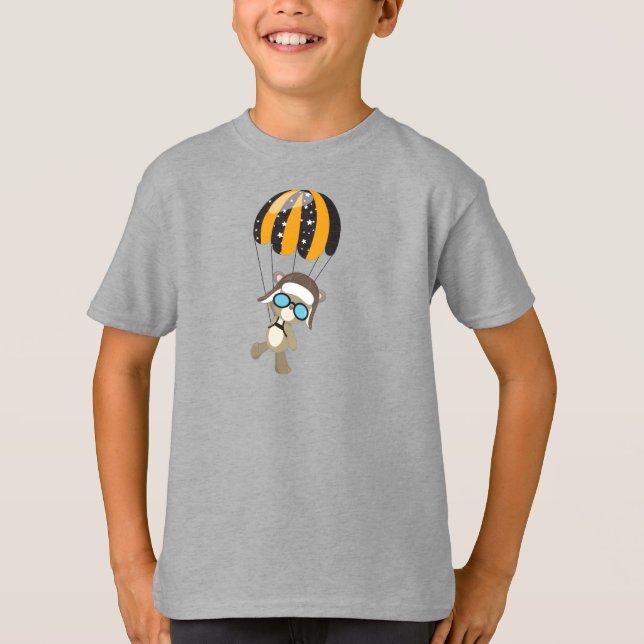 Camiseta Oso Aviador, Oso Piloto, Oso Cuto, Paracaídas (Anverso)