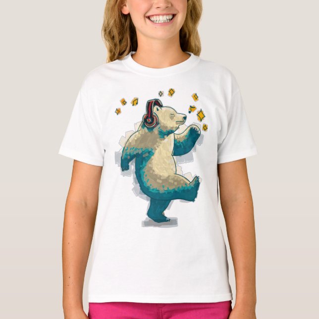 Camiseta Oso bailarín con auriculares (Anverso)