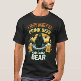 Camiseta Oso bebiendo cerveza divertida aventura al aire li