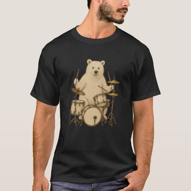 Camiseta Oso blanco tocando tambor (Anverso)