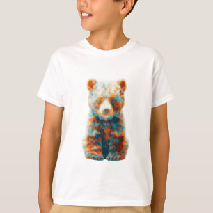 Camiseta Oso Cachorro Artístico Abstracto Vibrante para Niñ