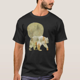 Camiseta Oso Caminando en Bosque Luna Pintado Bosque Fauna