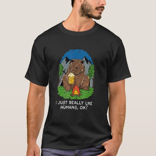 Camiseta Oso Camping Diciendo Viajes Naturaleza Grizzly Ani (Anverso)