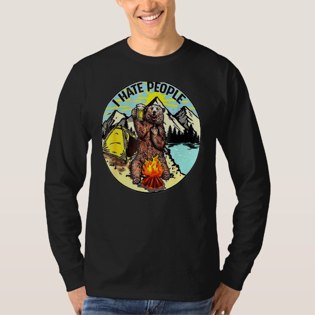 Camiseta Oso Camping Odio A La Gente Adolescente (Anverso)
