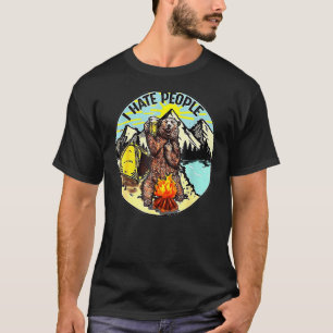 Camiseta Oso Camping Odio A La Gente Adolescente
