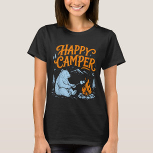 Camiseta Oso campista feliz diseño de tostado de malvavisco