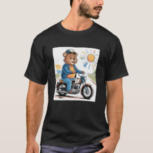 Camiseta Oso caprichoso montando una motocicleta - divertid