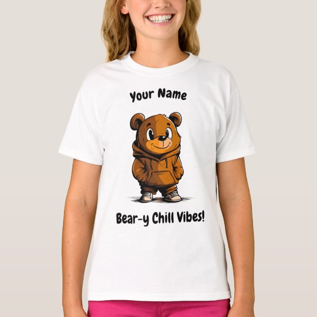 Camiseta ¡Oso Chill Vibes! Diseño de portaobjetos de oso (Anverso)