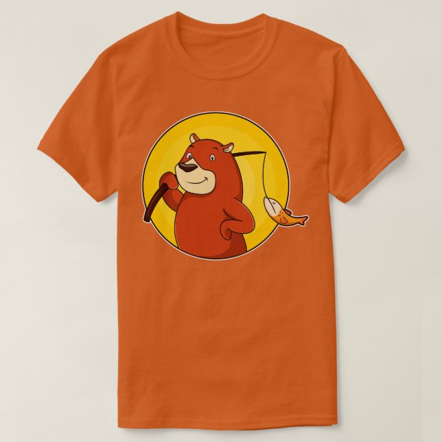 Camiseta Oso como anguloso con pescado 2 (Diseño del anverso)