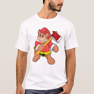 Camiseta Oso como bombero con hacha