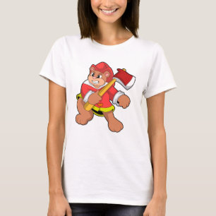 Camiseta Oso como bombero con hacha