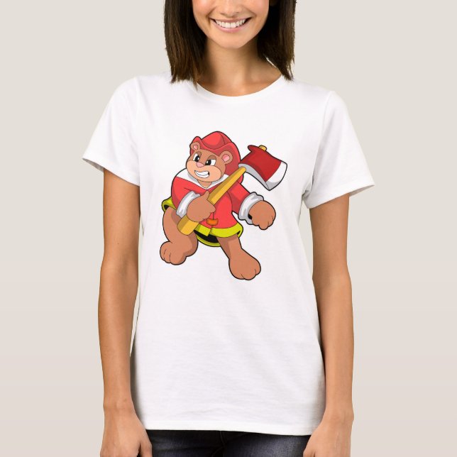Camiseta Oso como bombero con hacha (Anverso)