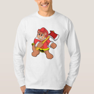 Camiseta Oso como bombero con hacha