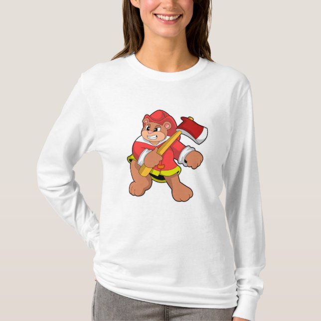 Camiseta Oso como bombero con hacha (Anverso)