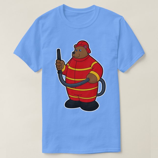 Camiseta Oso como bombero con manguera (Diseño del anverso)