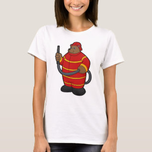 Camiseta Oso como bombero con manguera