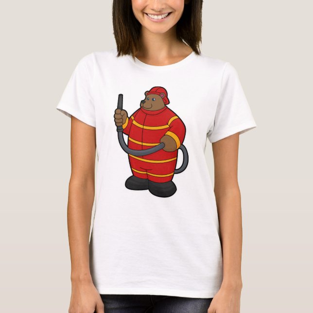 Camiseta Oso como bombero con manguera (Anverso)