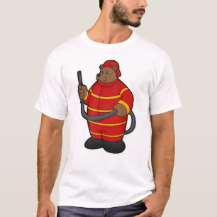 Camiseta Oso como bombero con manguera