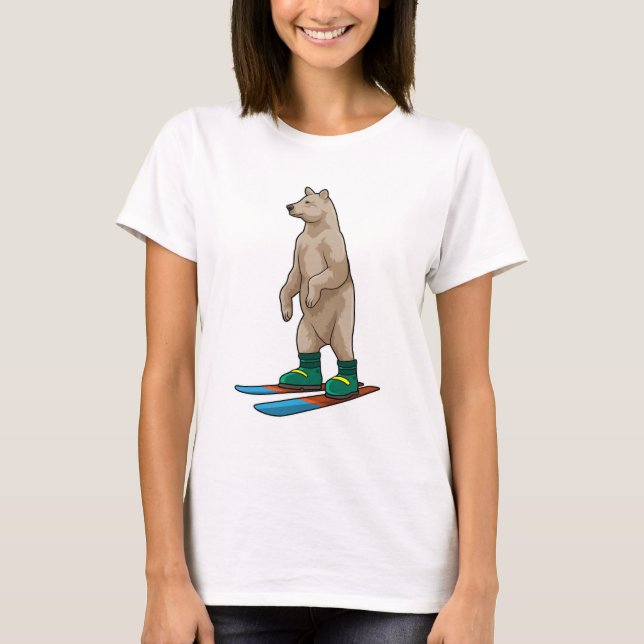Camiseta Oso como esquiador con esquí (Anverso)