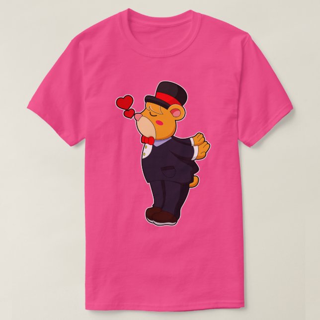 Camiseta Oso como Groom con Gorra de traje (Diseño del anverso)