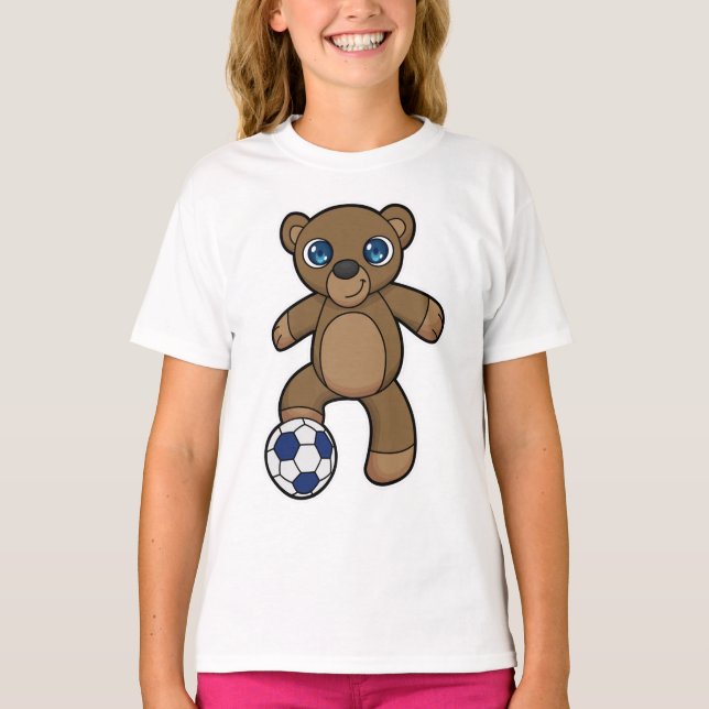 Camiseta Oso como jugador de fútbol con pelota de fútbol (Anverso)