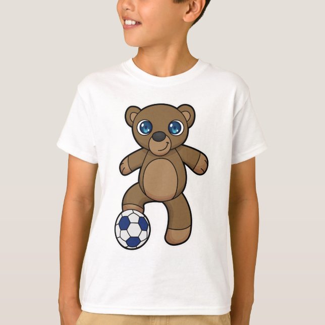 Camiseta Oso como jugador de fútbol con pelota de fútbol (Anverso)