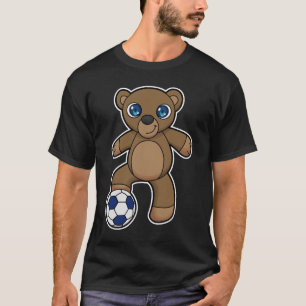 Camiseta Oso como jugador de fútbol con pelota de fútbol