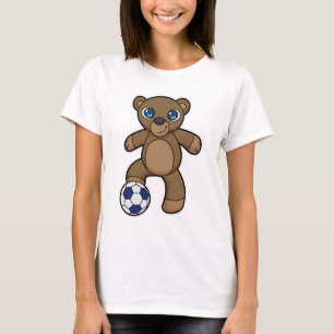 Camiseta Oso como jugador de fútbol con pelota de fútbol