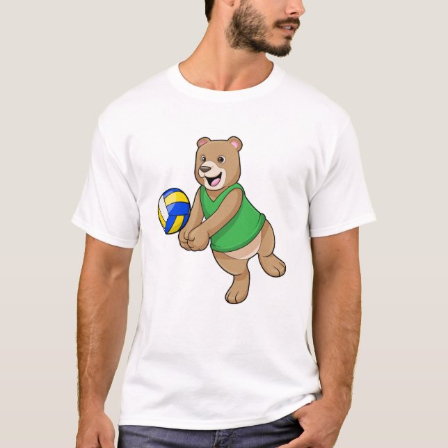 Camiseta Oso como jugador de voleibol con voleibol (Anverso)