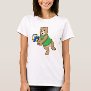 Camiseta Oso como jugador de voleibol con voleibol