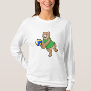 Camiseta Oso como jugador de voleibol con voleibol