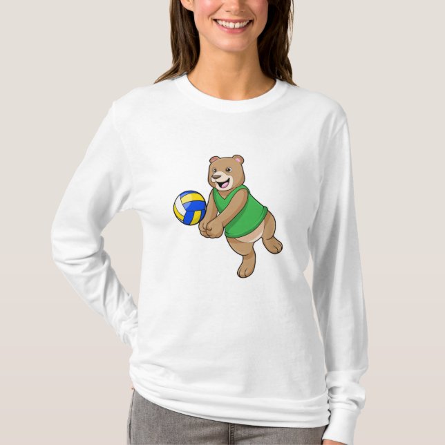 Camiseta Oso como jugador de voleibol con voleibol (Anverso)