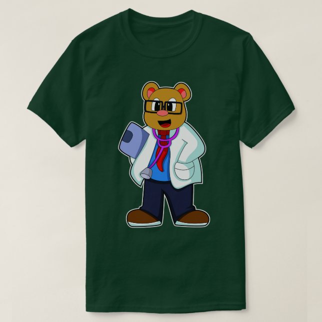 Camiseta Oso como Médica con Stethoscope (Diseño del anverso)