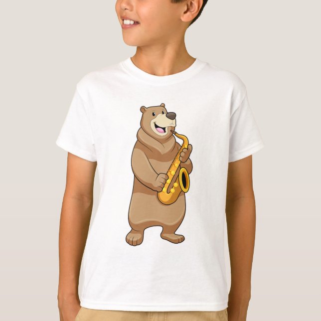 Camiseta Oso como músico con saxofón (Anverso)