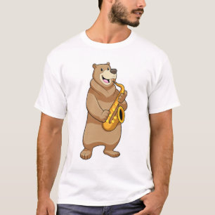 Camiseta Oso como músico con saxofón