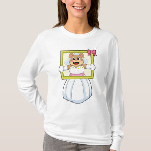 Camiseta Oso como novia con vestido Boda y marco de imagen.
