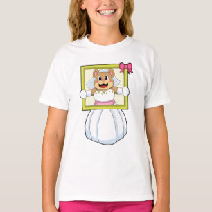 Camiseta Oso como Novia con Vestido de Novia y Marco de Ima