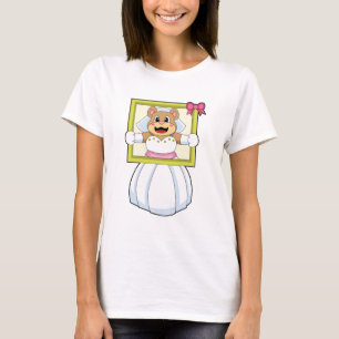 Camiseta Oso como Novia con Vestido de Novia y Marco de Ima