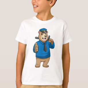 Camiseta Oso como oficial de policía con gorra de policía