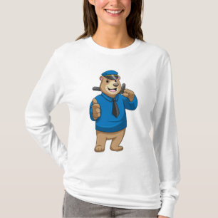 Camiseta Oso como oficial de policía con gorra de policía