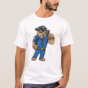 Camiseta Oso como oficial de policía con uniforme de policí