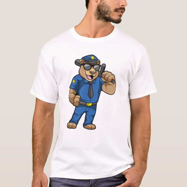 Camiseta Oso como oficial de policía con uniforme de policí (Anverso)