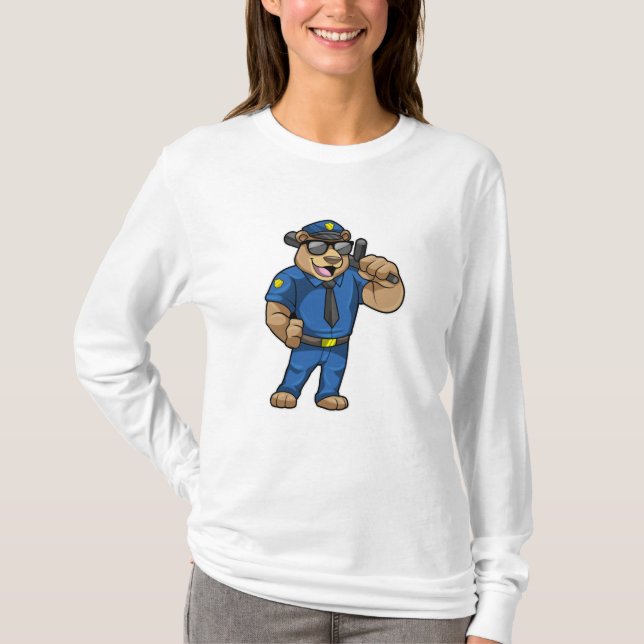 Camiseta Oso como oficial de policía con uniforme de policí (Anverso)