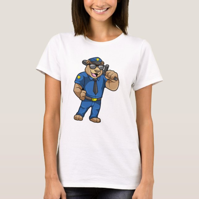 Camiseta Oso como oficial de policía con uniforme de policí (Anverso)