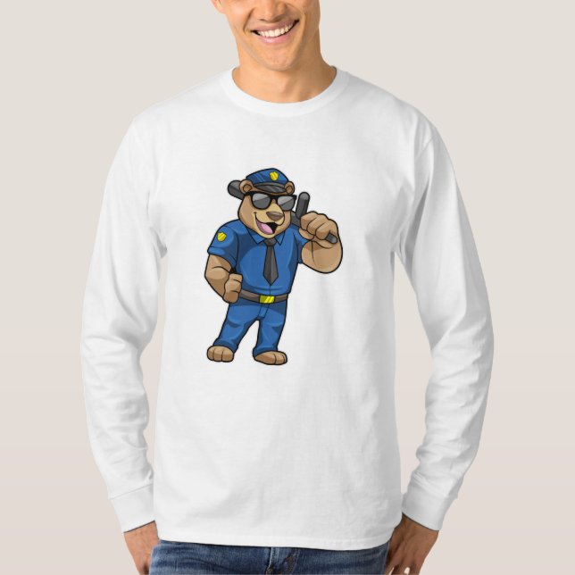 Camiseta Oso como oficial de policía con uniforme de policí (Anverso)
