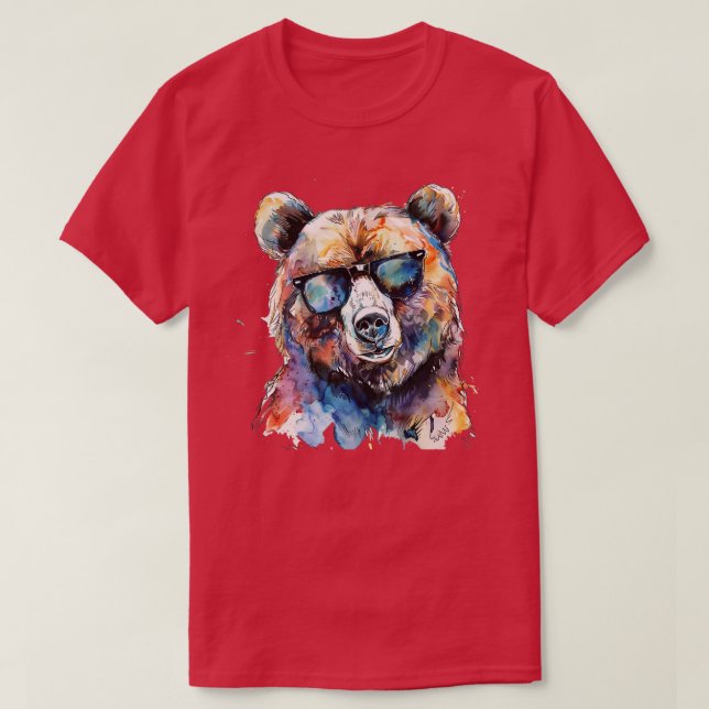 Camiseta Oso con gafas de sol TShirt (Diseño del anverso)